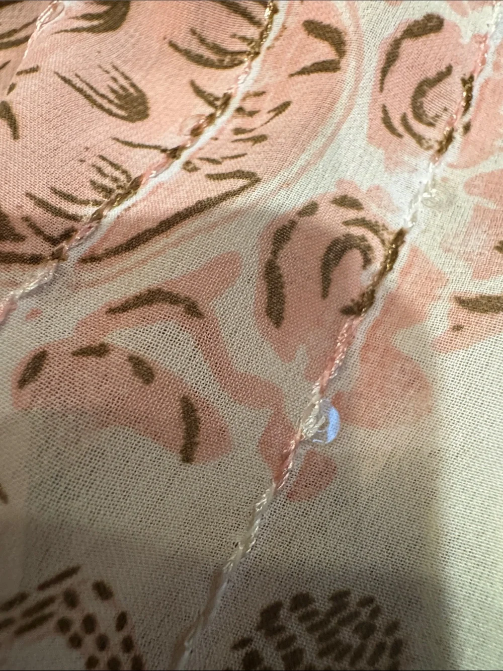 Floral Cream Scarf With Sequins